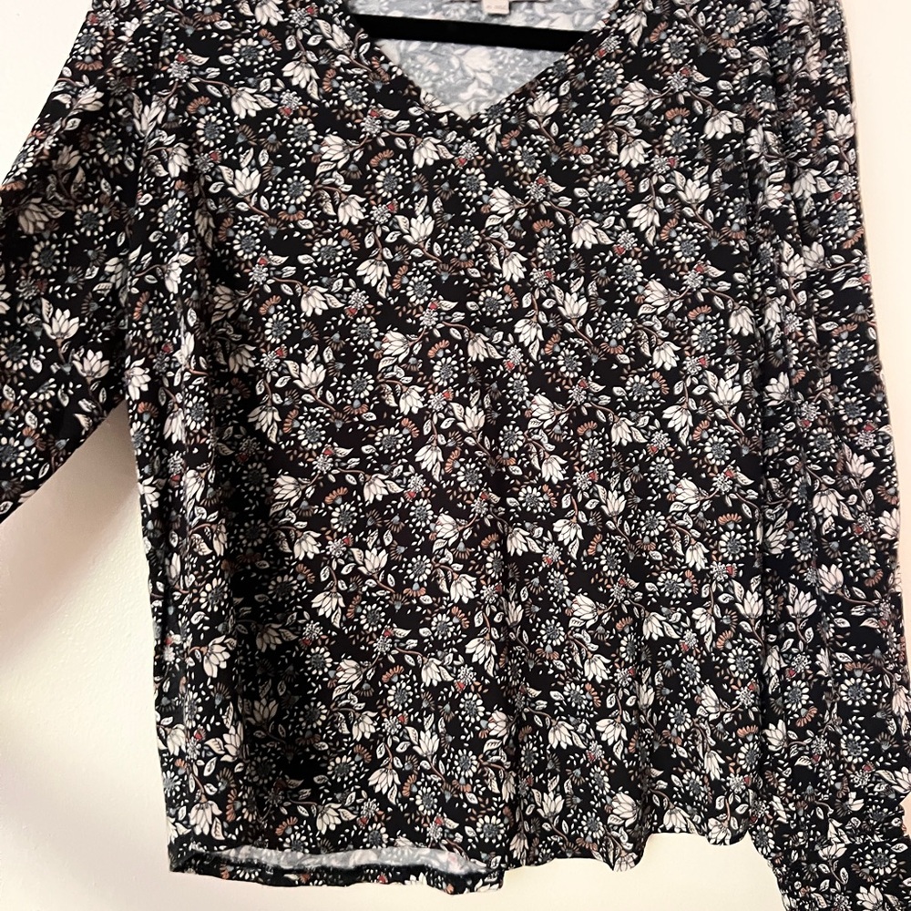 LOFT Black Patterned Blouse